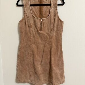 Brown Corduroy Sleeveless Dress